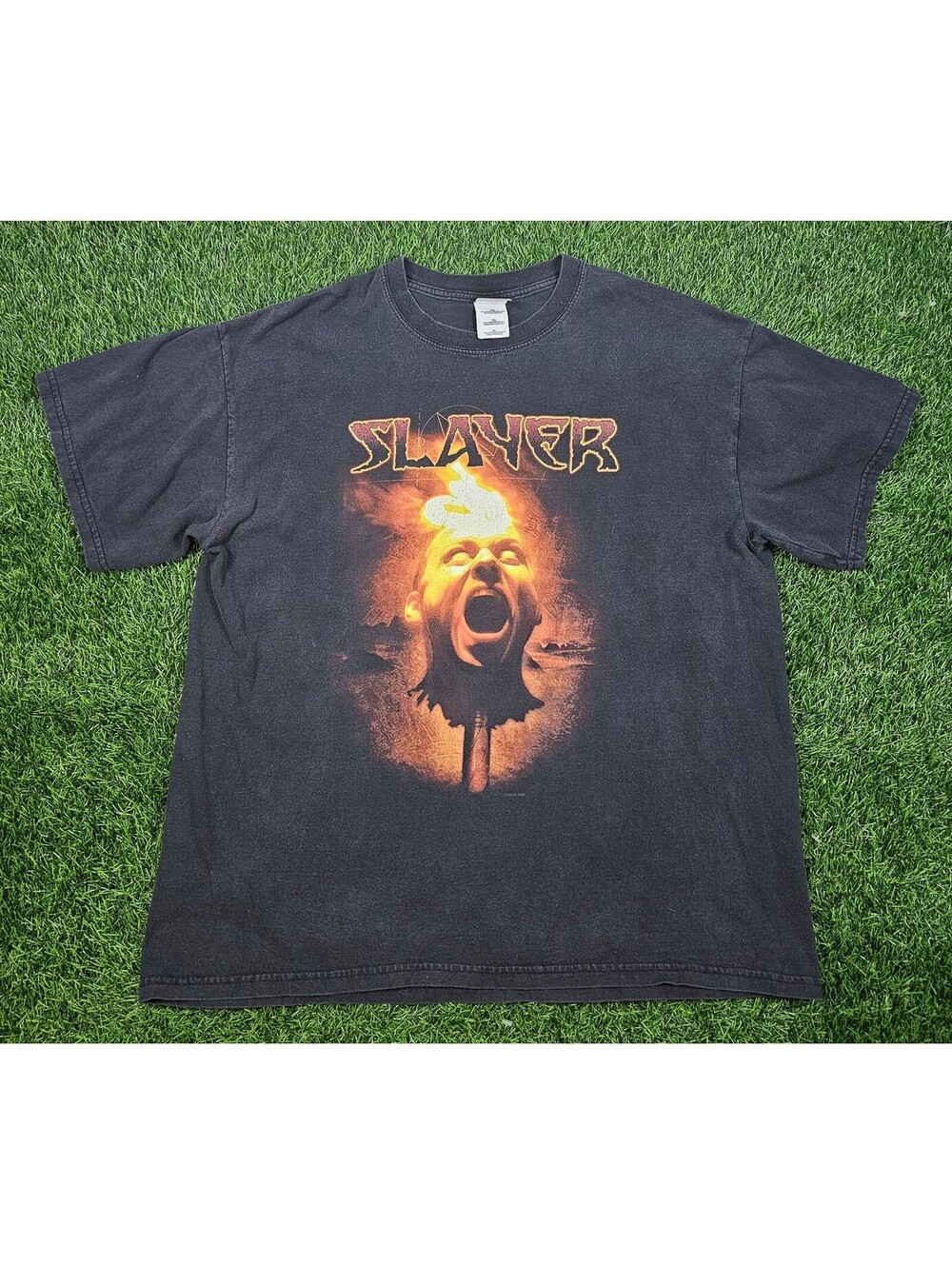 Faded Vintage Slayer Head On A Pike Concert T-Shirt Black Size Medium 2003 Rare
